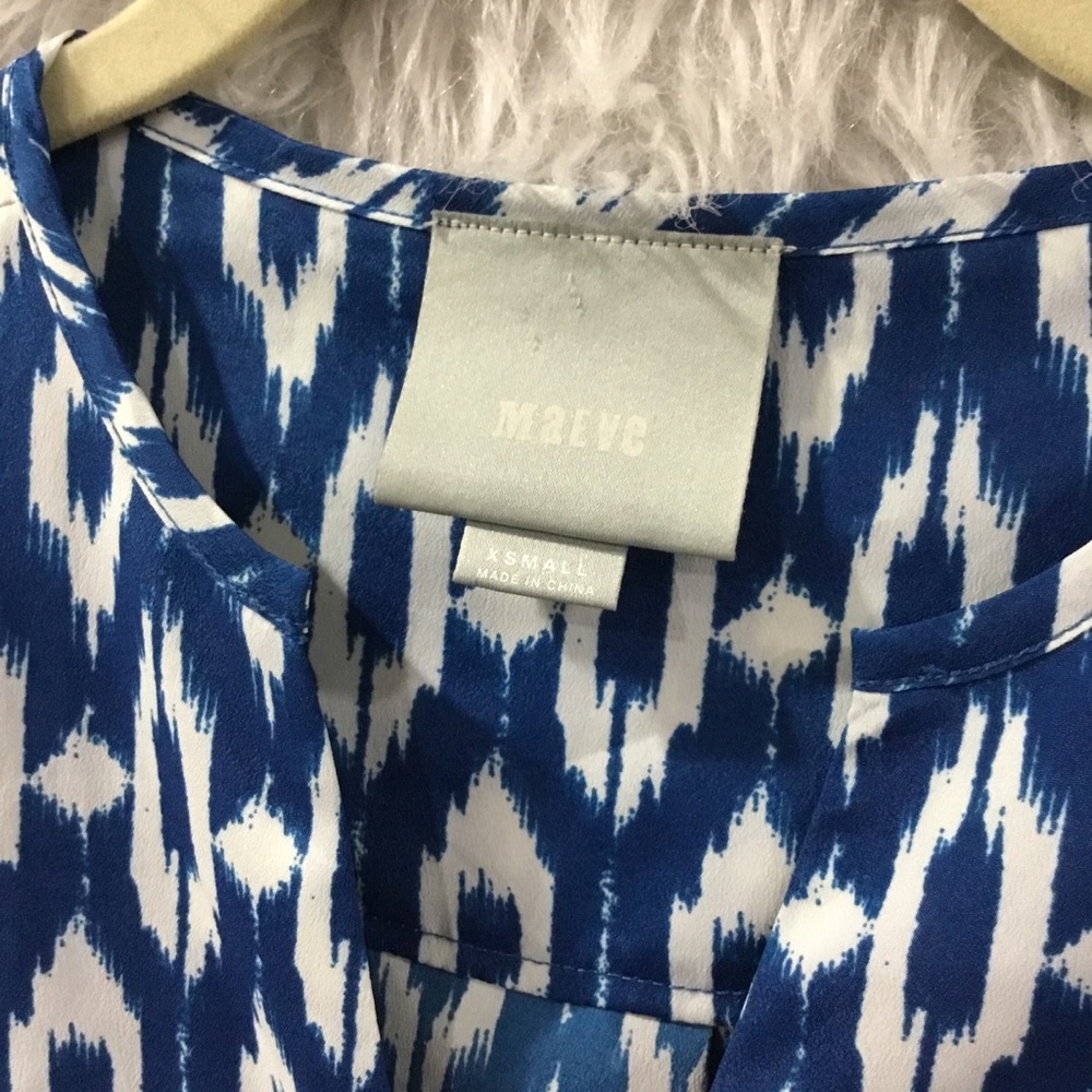 Anthropologie Maeve women’s shift blue geometric lightweight summer shir… - Picture 3 of 5